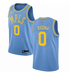 Mens Nike Los Angeles Lakers 0 Kyle Kuzma Swingman Blue Hardwood Classics NBA Jersey 