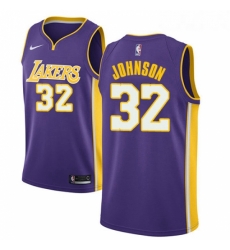 Womens Nike Los Angeles Lakers 32 Magic Johnson Swingman Purple NBA Jersey Statement Edition