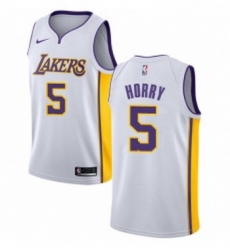 Womens Nike Los Angeles Lakers 5 Robert Horry Authentic White NBA Jersey Association Edition