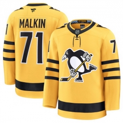 Men Pittsburgh Penguins 71 Evgeni Malkin Gold 2025 Alternate Stitched Hockey Jersey