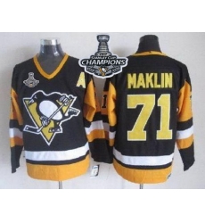 Penguins #71 Evgeni Malkin Black CCM Throwback 2017 Stanley Cup Finals Champions Stitched NHL Jersey