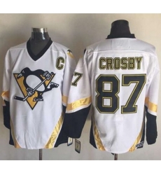 Penguins  #87 Sidney Crosby White CCM Throwback Stitched NHL Jersey