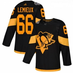 Youth Adidas Pittsburgh Penguins 66 Mario Lemieux Black Authentic 2019 Stadium Series Stitched NHL Jersey 
