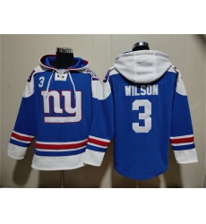 Men New York Giants 3 Russell Wilson Blue Ageless Must Have Lace Up Pullover Hoodie Men New York Giants 3 Russell Wilson Blue Ageless Must Have Lace Up Pullover Hoodie