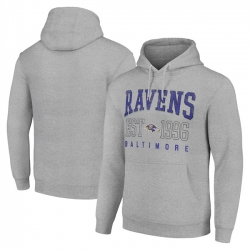Men Baltimore Ravens Grey Throwback Logo Pullover Hoodie