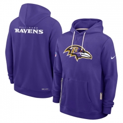 Men Baltimore Ravens Purple Sideline Standard Issue Initial Home Dri FIT Pullover Hoodie