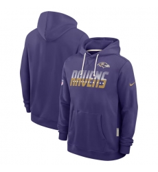 Men Baltimore Ravens Purple Sideline Standard Issue Top Prospect Dri FIT Hoodie