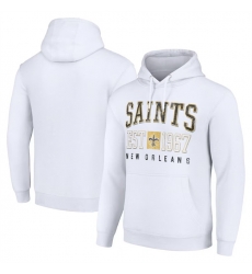 Men New Orleans Saints White Throwback Logo Pullover Hoodie Men New Orleans Saints White Throwback Logo Pullover Hoodie