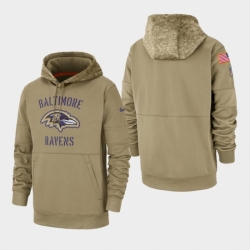 Mens Baltimore Ravens Tan 2019 Salute to Service Sideline Therma Pullover Hoodie