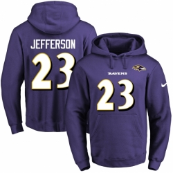 NFL Mens Nike Baltimore Ravens 23 Tony Jefferson Purple Name Number Pullover Hoodie