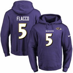 NFL Mens Nike Baltimore Ravens 5 Joe Flacco Purple Name Number Pullover Hoodie