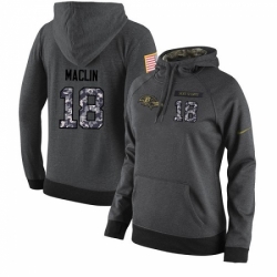 NFL Womens Nike Baltimore Ravens 18 Jeremy Maclin Stitched Black Anthracite Salute to Service Player Performance Hoodie