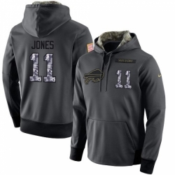 NFL Mens Nike Buffalo Bills 11 Zay Jones Stitched Black Anthracite Salute to Service Player Performance Hoodie