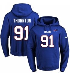 NFL Mens Nike Buffalo Bills 91 Cedric Thornton Royal Blue Name Number Pullover Hoodie