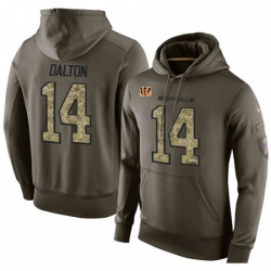 NFL Nike Cincinnati Bengals 14 Andy Dalton Green Salute To Service Mens Pullover Hoodie