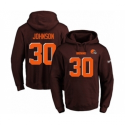 Football Mens Cleveland Browns 30 DErnest Johnson Brown Name Number Pullover Hoodie