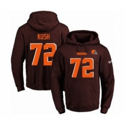 Football Mens Cleveland Browns 72 Eric Kush Brown Name Number Pullover Hoodie