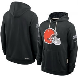 Men Cleveland Browns Black 2026 Salute to Service Sideline Dri FIT Pullover Hoodie