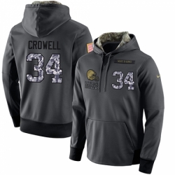 NFL Mens Nike Cleveland Browns 34 Isaiah Crowell Stitched Black Anthracite Salute to Service Player Performance Hoodie