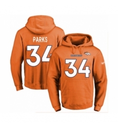 Football Mens Denver Broncos 34 Will Parks Orange Name Number Pullover Hoodie