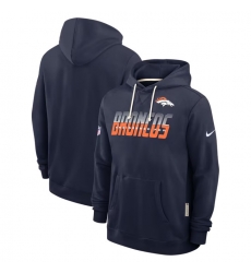 Men Denver Broncos Navy Sideline Standard Issue Top Prospect Dri FIT Hoodie Men Denver Broncos Navy Sideline Standard Issue Top Prospect Dri FIT Hoodie