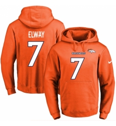 NFL Mens Nike Denver Broncos 7 John Elway Orange Name Number Pullover Hoodie