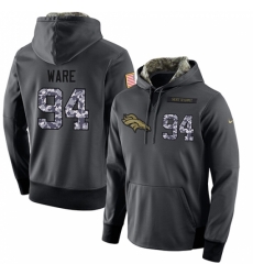 NFL Mens Nike Denver Broncos 94 DeMarcus Ware Stitched Black Anthracite Salute to Service Player Performance Hoodie