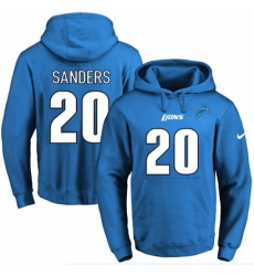 NFL Mens Nike Detroit Lions 20 Barry Sanders Blue Name Number Pullover Hoodie