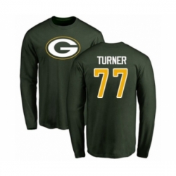 Football Green Bay Packers 77 Billy Turner Green Name Number Logo Long Sleeve T Shirt