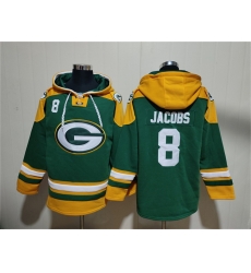 Men Green Bay Packers 8 Josh Jacobs Green Lace Up Pullover Hoodie Men Green Bay Packers 8 Josh Jacobs Green Lace Up Pullover Hoodie
