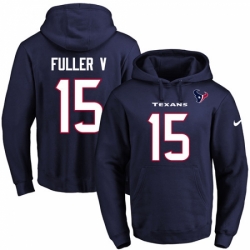 NFL Mens Nike Houston Texans 15 Will Fuller V Navy Blue Name Number Pullover Hoodie