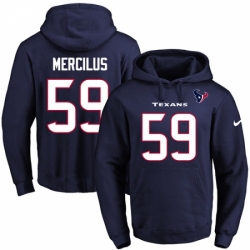 NFL Mens Nike Houston Texans 59 Whitney Mercilus Navy Blue Name Number Pullover Hoodie