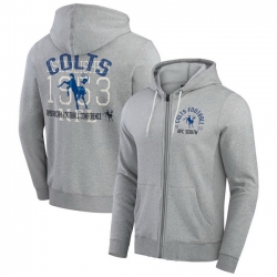 Men Indianapolis Colts Heather Gray Vintage Stripe Full Zip Hoodie