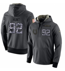 NFL Mens Nike Indianapolis Colts 92 Margus Hunt Stitched Black Anthracite Salute to Service Player Performance Hoodie