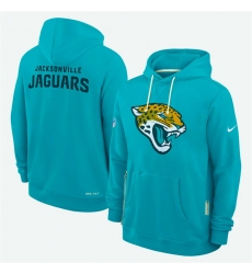 Men Jacksonville Jaguars Aqua Sideline Standard Issue Initial Home Dri FIT Pullover Hoodie