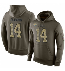 NFL Nike Jacksonville Jaguars 14 Justin Blackmon Green Salute To Service Mens Pullover Hoodie