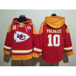 Men Kansas City Chiefs 10 Isiah Pacheco Red Ageless Must Have Lace Up Pullover Hoodie