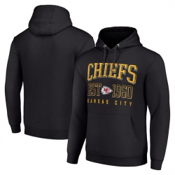 Men Kansas City Chiefs Black Throwback Logo Pullover Hoodie