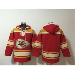 Men Kansas City Chiefs Blank Red Lace Up Pullover Hoodie