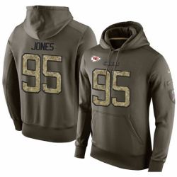 NFL Nike Kansas City Chiefs 95 Chris Jones Green Salute To Service Mens Pullover Hoodie