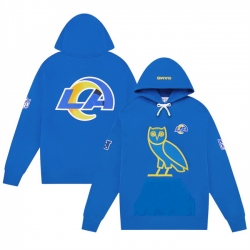 Men Los Angeles Rams Blue OVO Scarlet Icon Team Pullover Hoodie