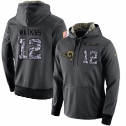 NFL Mens Nike Los Angeles Rams 12 Sammy Watkins Stitched Black Anthracite Salute to Service Player Performance Hoodie