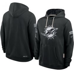 Men Miami Dolphins Black 2026 Salute to Service Sideline Dri FIT Pullover Hoodie