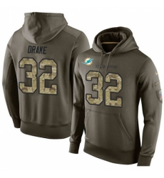 NFL Nike Miami Dolphins 32 Kenyan Drake Green Salute To Service Mens Pullover Hoodie