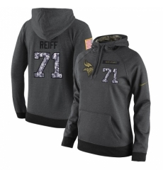 NFL Womens Nike Minnesota Vikings 71 Riley Reiff Stitched Black Anthracite Salute to Service Player Performance Hoodie