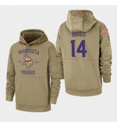 Mens Minnesota Vikings 14 Stefon Diggs 2019 Salute to Service Sideline Therma Pullover Hoodie Tan