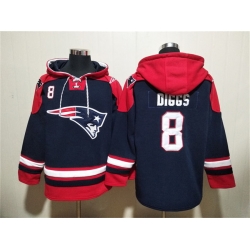 Men New England Patriots 8 Stefon Diggs Navy Ageless Must Have Lace Up Pullover Hoodie