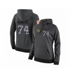 Football Womens New York Giants 74 Mike Remmers Stitched Black Anthracite Salute to Service Player Performance Hoodie