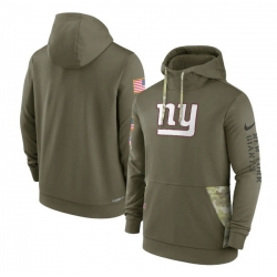 Men New York Giants 2022 Olive Salute To Service Therma Performance Pullover Hoodie