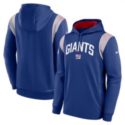 Men New York Giants Blue Sideline Stack Performance Pullover Hoodie 001